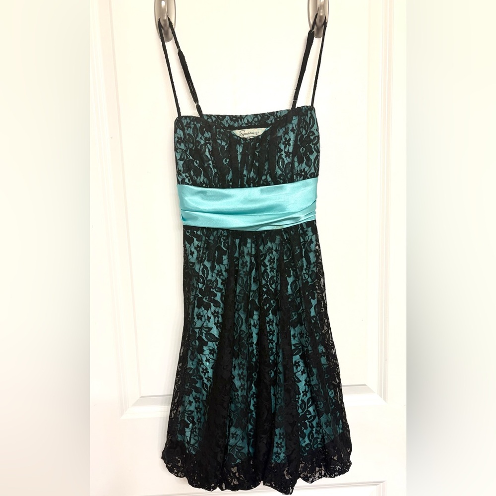 Speechless Black and Teal Lace Dress